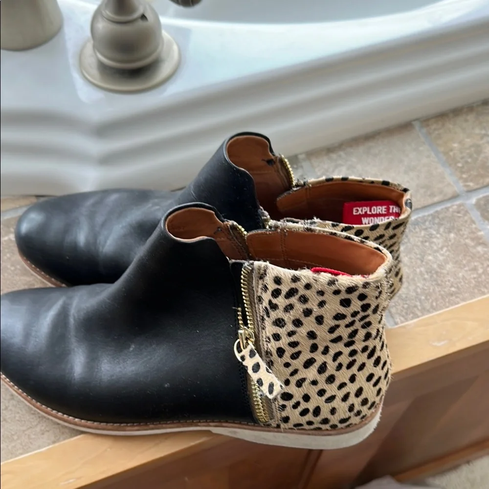 Rollie Black and Animal Print Ankle Boots - Picture 3 of 9